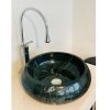 Chậu đá mỹ nghệ tự nhiên tròn màu xanh BST19 (D42)