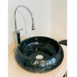 Chậu đá mỹ nghệ tự nhiên tròn màu xanh BST19 (D42)