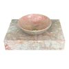 Chậu đá mỹ nghệ tự nhiên tròn màu hồng Ý BST09 (D43-D35-D28)