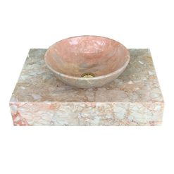 Chậu đá mỹ nghệ tự nhiên tròn màu hồng Ý BST09 (D43-D35-D28)
