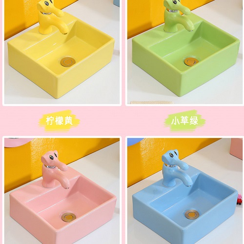 Chậu rửa mặt dành cho trẻ em bàn đá vuông