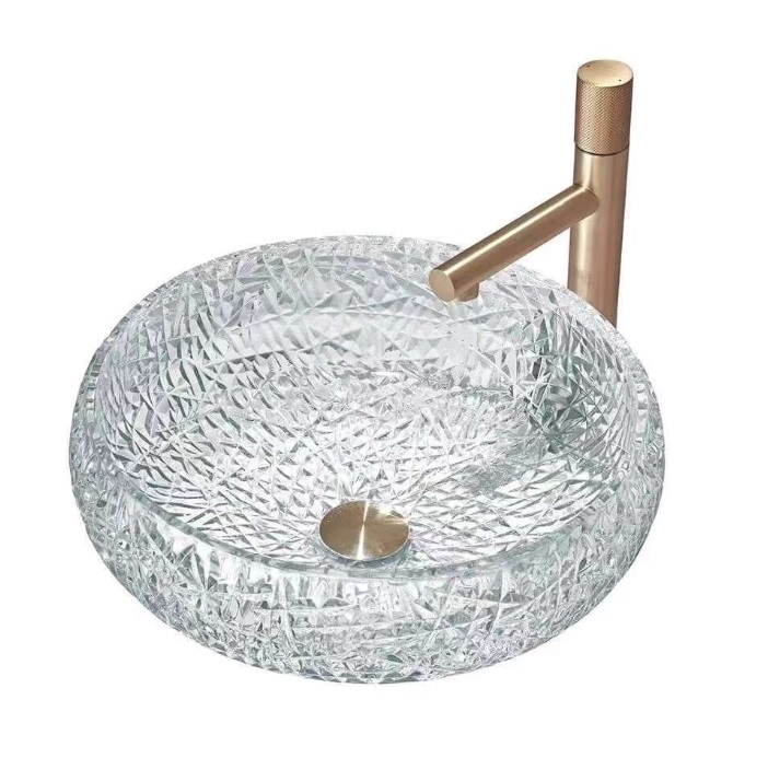 Chậu rửa lavabo thủy tinh pha lê dạng lưới Miken CPL2068