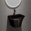Chậu rửa lavabo lửng liền chân màu đen Miken MKC-D6002BG