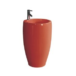 Chậu rửa lavabo chân đứng nghệ thuật màu đỏ C3966R