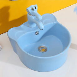 Chậu rửa mặt dành cho trẻ em tai mèo màu xanh duong