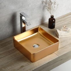 Chậu rửa lavabo nghệ thuật mạ vàng hồng rose Gold 488 RG