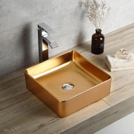 Chậu rửa lavabo nghệ thuật mạ vàng hồng rose Gold 488 RG