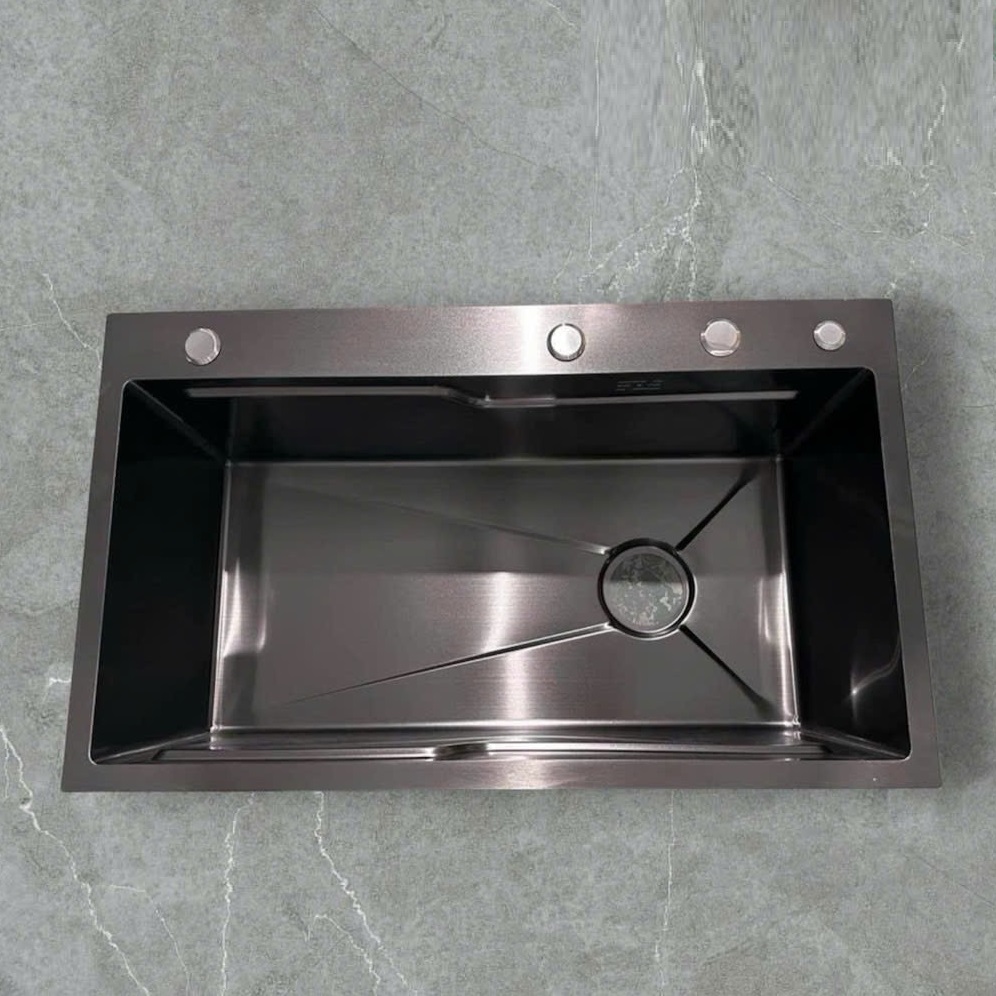 Chậu rửa bát 1 hố Inox SUS 304 nano black màu đen FULLE FL7546B