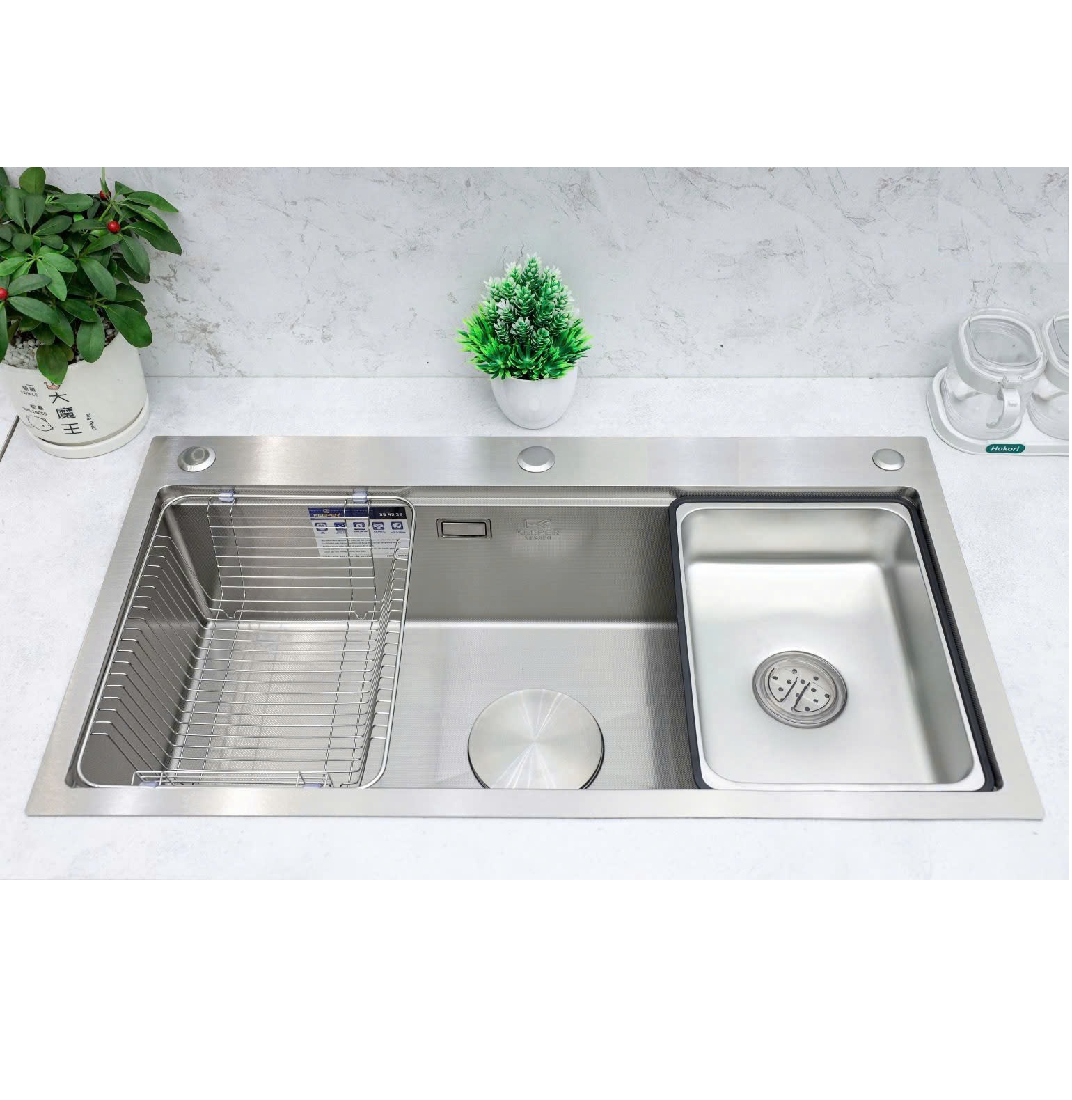 Chậu rửa bát 1 hố chống xước bề mặt Linen màu xám ghi Henry 7650
