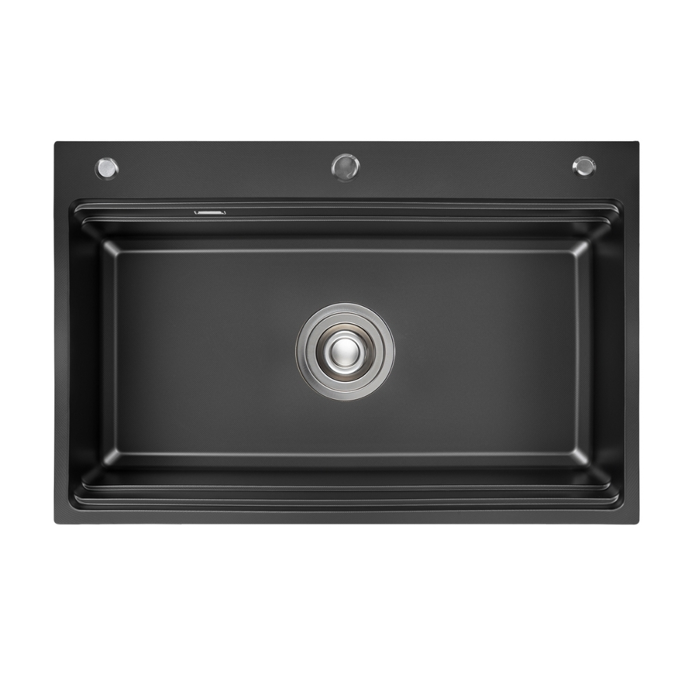 Chậu rửa bát Posco 304 Linen dập nổi màu đen KLUGER KWF8161FB-S76