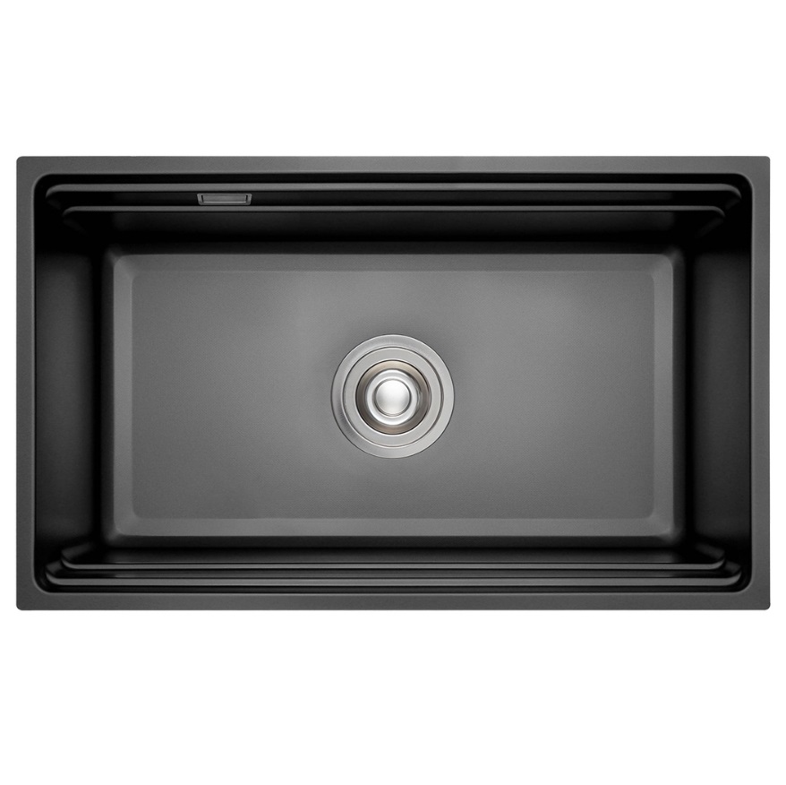 Chậu rửa bát Posco 304 Linen dập nổi màu đen KLUGER KWU8161FB-S70