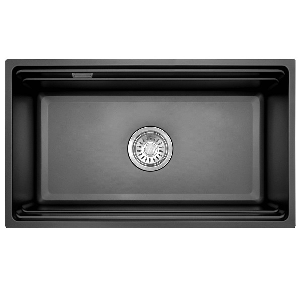 Chậu rửa bát Posco 304 Linen dập nổi màu đen KLUGER KWU8161FB-S76