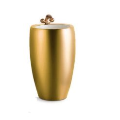 Chậu rửa lavabo chân đứng nghệ thuật màu vàng C3966G