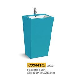 Chậu rửa mặt nghệ thuật chân đứng màu xanh C3964TQ