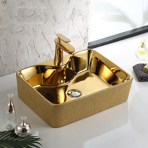 Chậu rửa lavabo nghệ thuật mạ vàng 8025AG1