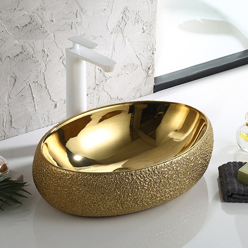 Chậu rửa lavabo nghệ thuật mạ vàng 8252BG