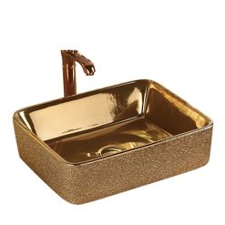 Chậu rửa lavabo nghệ thuật mạ vàng DB370