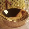 Chậu rửa lavabo nghệ thuật mạ vàng G322