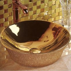Chậu rửa lavabo nghệ thuật mạ vàng G322