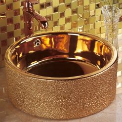 Chậu rửa lavabo nghệ thuật mạ vàng G324