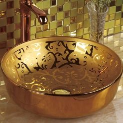 Chậu rửa lavabo nghệ thuật mạ vàng G327