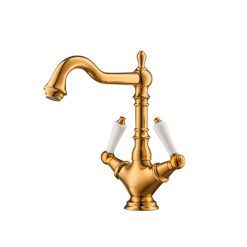 Vòi chậu lavabo nóng lạnh thân cao màu vàng COTTO CT2223C42#GR