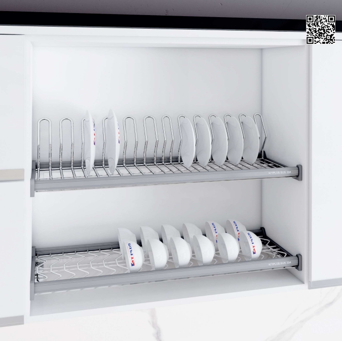 Giá bát đĩa cố định 2 tầng oval KIT PLUS DMAS80