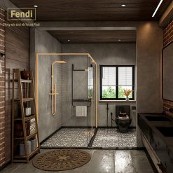 Vách kính nhà tắm màu vàng Fendi FMG-2X4G