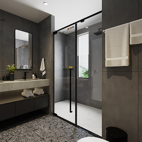 Vách kính nhà tắm màu đen Fendi FMP-2X2B