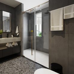 Vách kính nhà tắm màu vàng Fendi FMP-2X2G