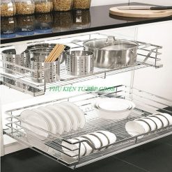 Kệ xoong nồi bát đĩa inox nan dẹt Grob GC-60