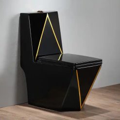 Bồn cầu màu đen viền vàng liền khối két liền GDKES SA-276 BGL