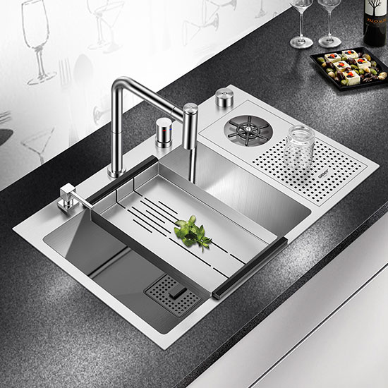 Chậu rửa bát kèm máy rửa cốc Geler GL-7648