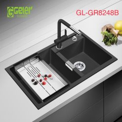 Chậu rửa bát đá 2 hố màu đen Geler GL-GR 8248B