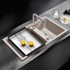 Chậu rửa bát đá 2 hố màu be Geler GL-GR805485C