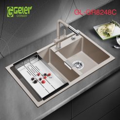 Chậu rửa bát đá 2 hố màu be Geler GL-GR 8248C