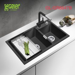 Chậu rChậu rửa bát đá 2 hố lệch màu đen Geler GL-GR 8647B