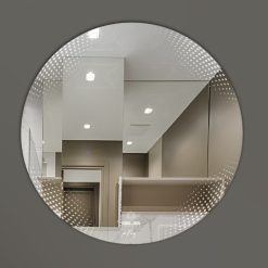 Gương nhà tắm hình tròn hoa văn viền GLS S00C83