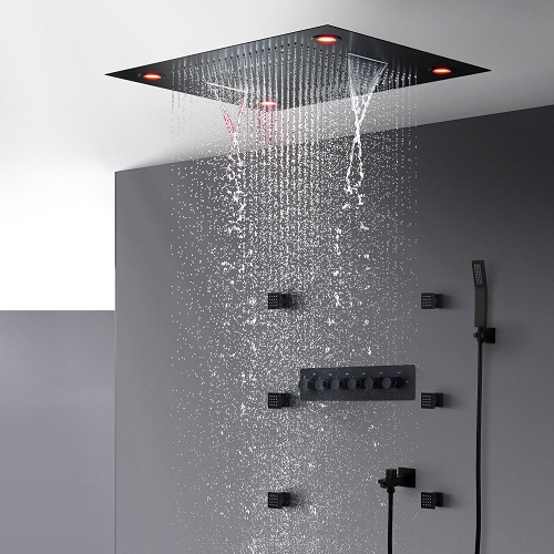 Sen tắm âm tường nóng lạnh màu đen bát Led HI08061