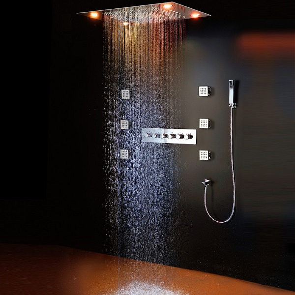 Sen tắm âm tường nóng lạnh mạ crom Led HI08061W