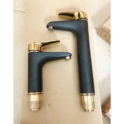 Vòi chậu lavabo mạ đen tay vàng giá rẻ HM-210308BG