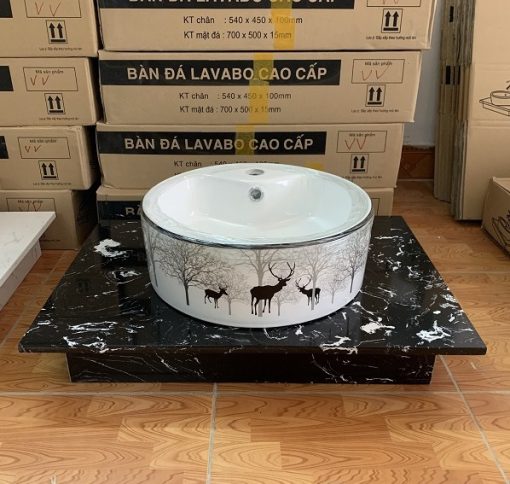 Mặt bàn đá chậu rửa lavabo HM-7050-5