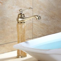 Vòi chậu rửa mặt nóng lạnh 30cm mạ vàng bọc đá HMA30