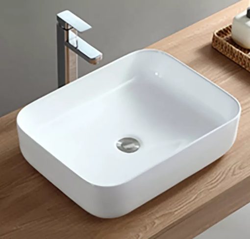 Chậu rửa mặt lavabo dương vành đá hình vuông Homaya 019