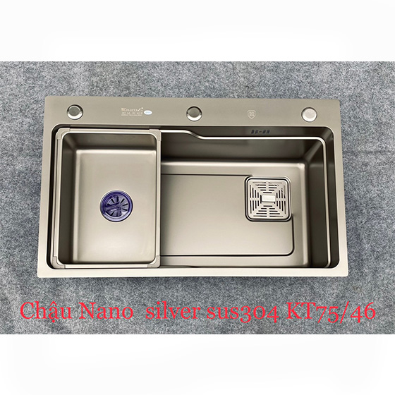 Chậu rửa bát 1 hố màu Nano Silver Kagol 7546