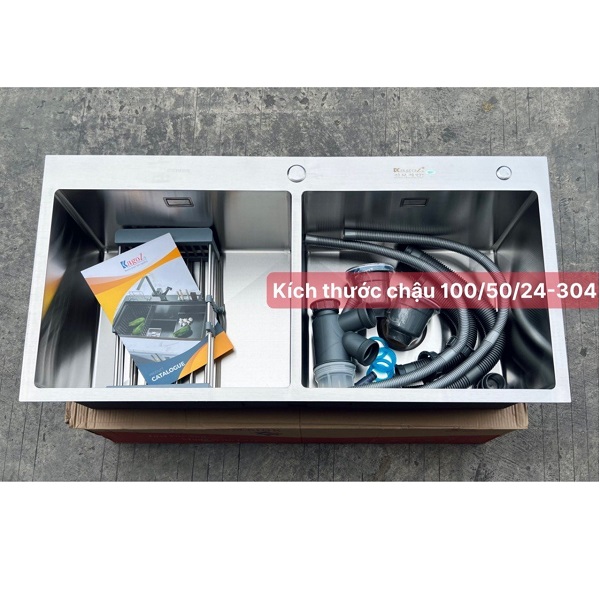 Chậu rửa bát 2 hố  Inox SUS304 Kagol 10050C