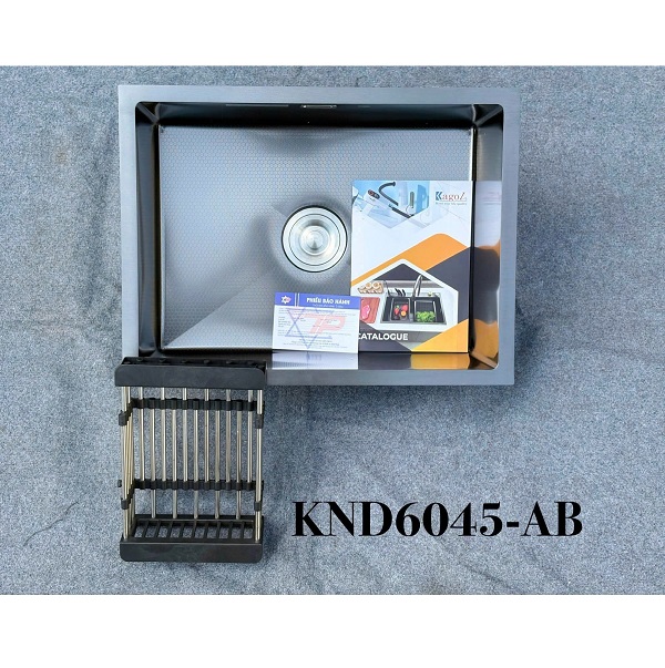 Chậu rửa bát 1 hố Inox SUS 304 màu ghi xám đen Kagol 6045AB