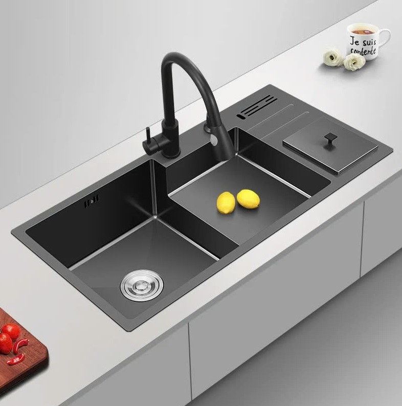 Chậu rửa bát nano xám có cài dao hố rác Kagol KNX9245