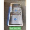 Chậu rửa bát 2 hố lệch Inox 304 đúc liền khối 9045