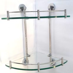 Kệ kính góc 2 tầng HDC Đồng mạ Crom RC-A2